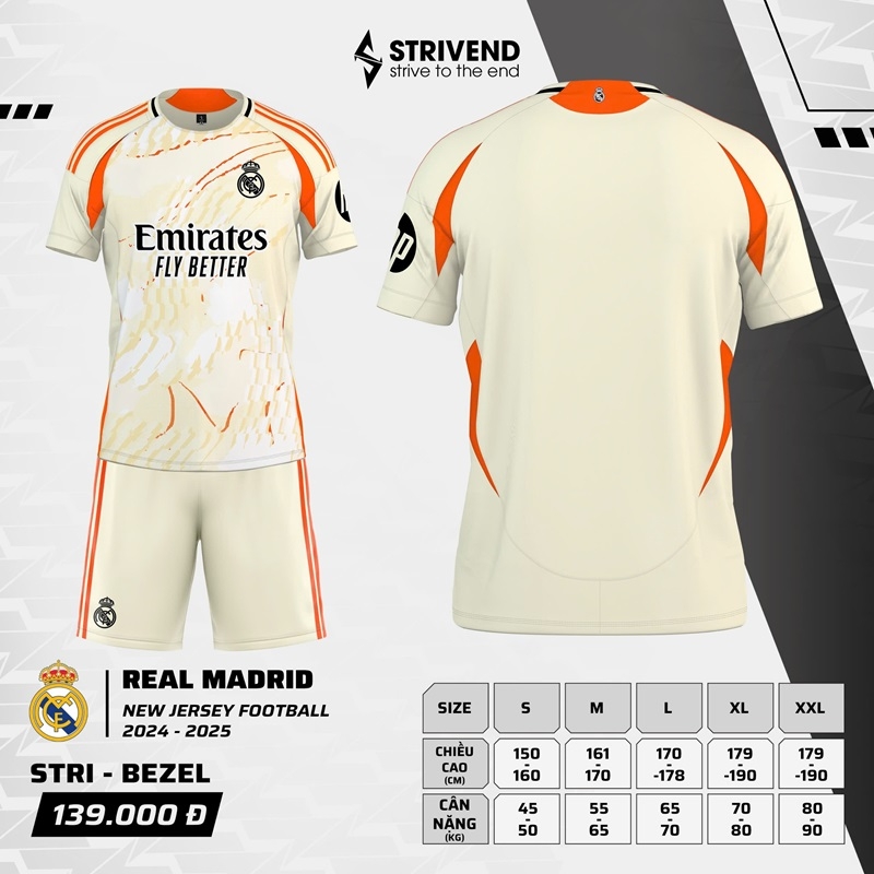 Quần áo bóng đá Strivend Real Madrid 2024/25 [thun mè Poly]