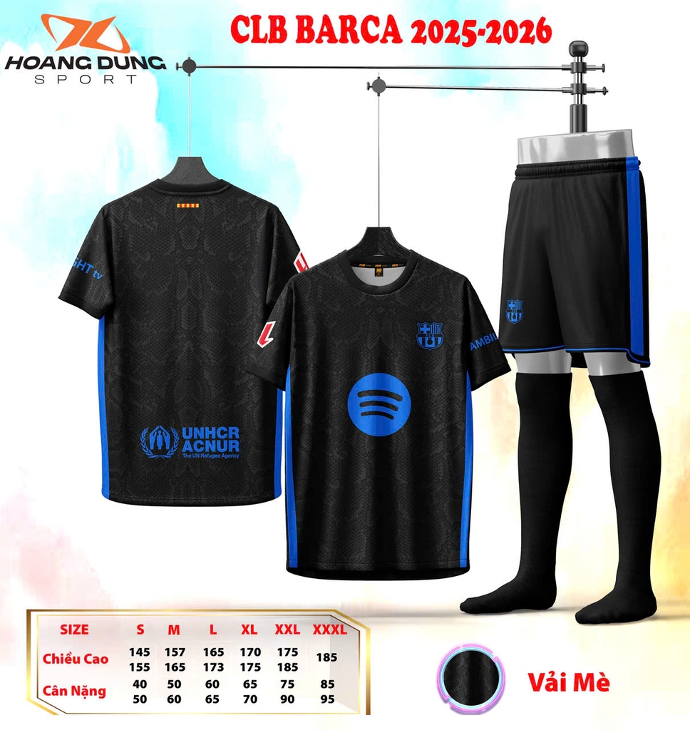 Quần áo bóng đá Barca 2025/26 [HD Thun Mè Hàn Quốc]