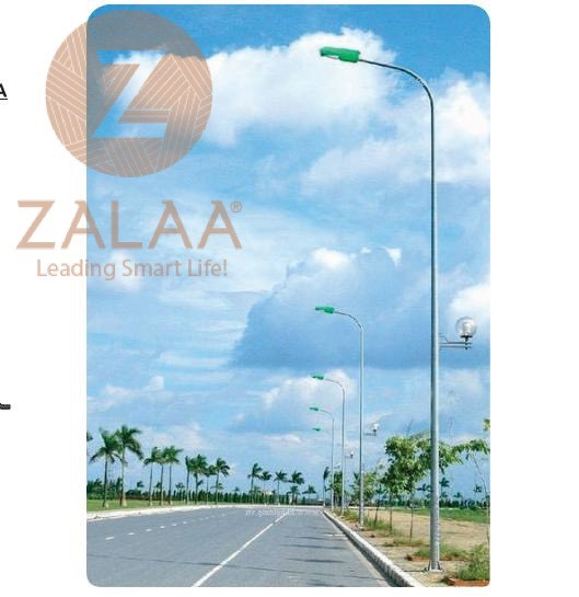 Cột đèn bát giác, tròn côn liền cần đơn theo thiết kế ZALAA