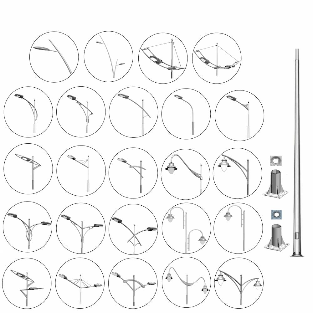Cột Đèn Cao Áp Chiếu Sáng Đường Phố | Tổng Hợp 30+ Mẫu Cần Đèn