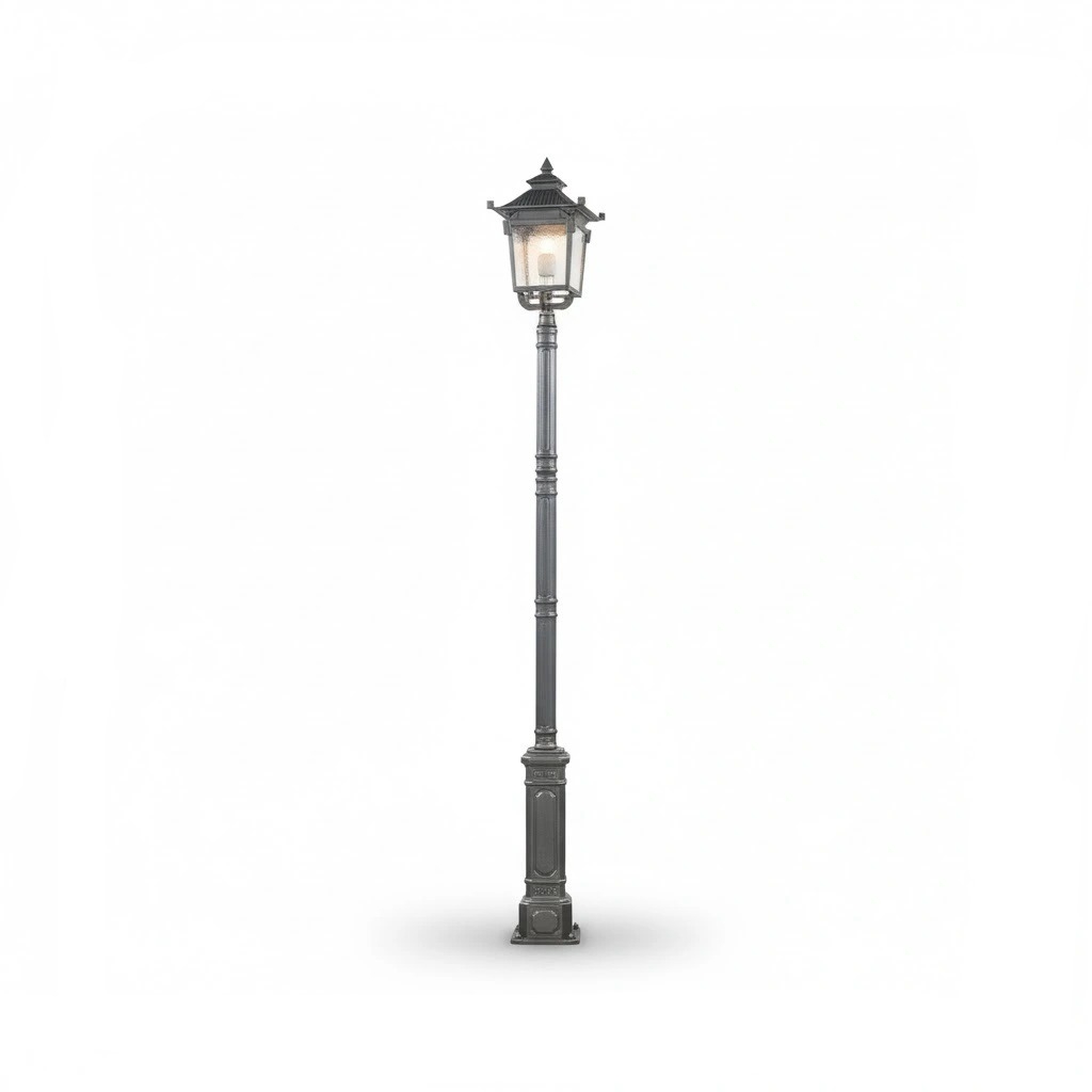 Cột Đèn Sân Vườn Châu Âu Cổ Điển ZALAA (2.7m - 4.2m) - Đầu Đèn Mái Đình, Thân Thép Tấm Dập Khuôn | ZSL-GLP-EC-EU003A