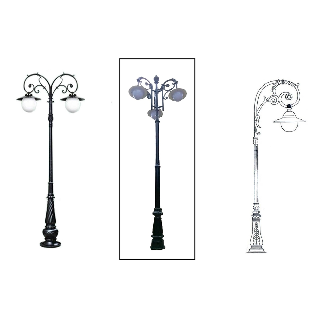 Cột Đèn Trang Trí Sân Vườn Mai Chiếu Thủy Tay 1, 2, 3 Bóng - Mã sản phẩm ZCSV-Vin Zalaa