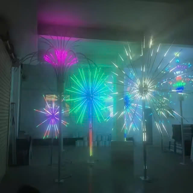 Đầu đèn LED trang trí kiểu Pháo Hoa đổi màu RGB 300W 36 đầu ống H1500 D2500 |  cho Cột cao từ 3met
