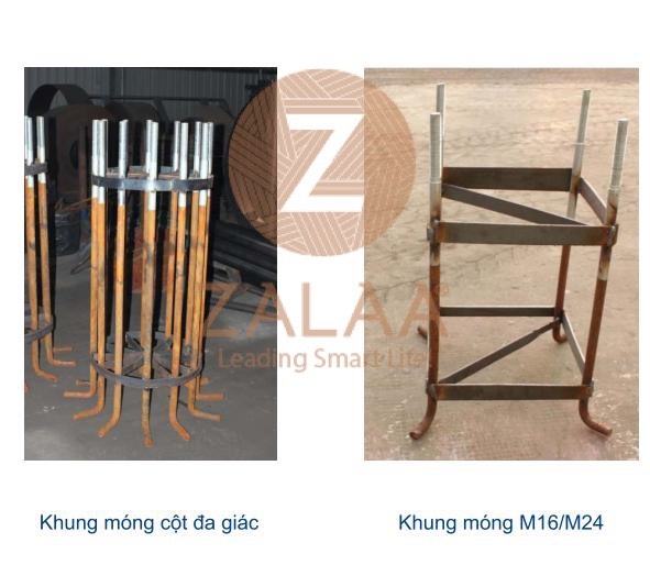 Khung móng cột đèn M16, M24 cho các loại cột ZALAA