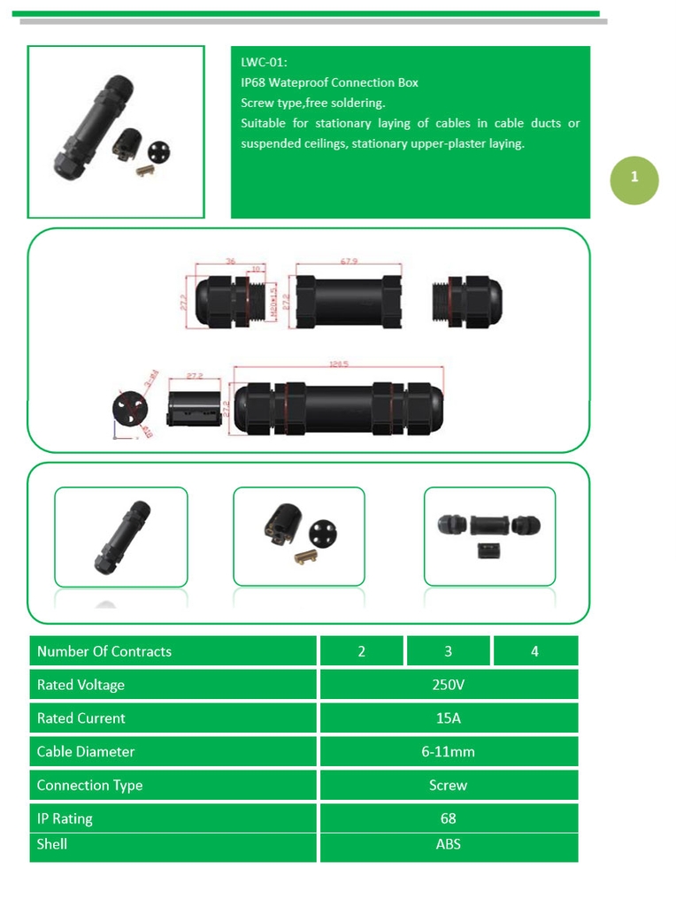 Đầu nối dây điện Đèn LED cho dự án chiếu sáng ngoài trời, IP68 chống nước (Waterproof connector) - Linh Kiện đèn led Zalaa