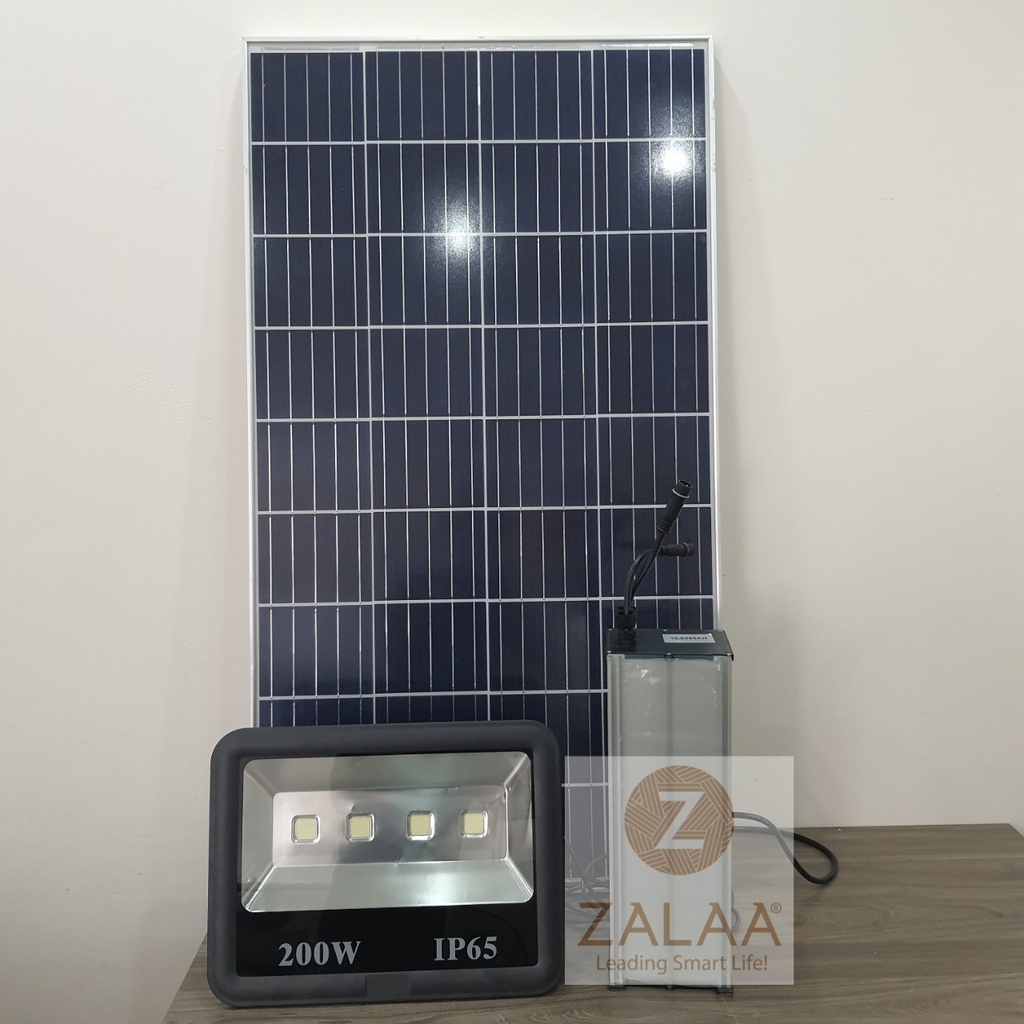 Đèn LED pha năng lượng mặt trời công suất 60-100W Battery 65AH 12,8V Panel 150W 18V