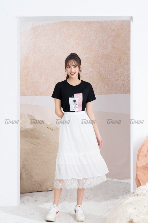 D212 : Váy voan hoa xòe cổ ren búp bê tầng xinh xắn - yishop.com.vn