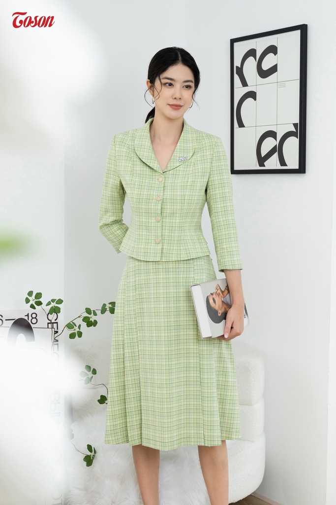 SET ÁO VEST , VÁY XẾP LY