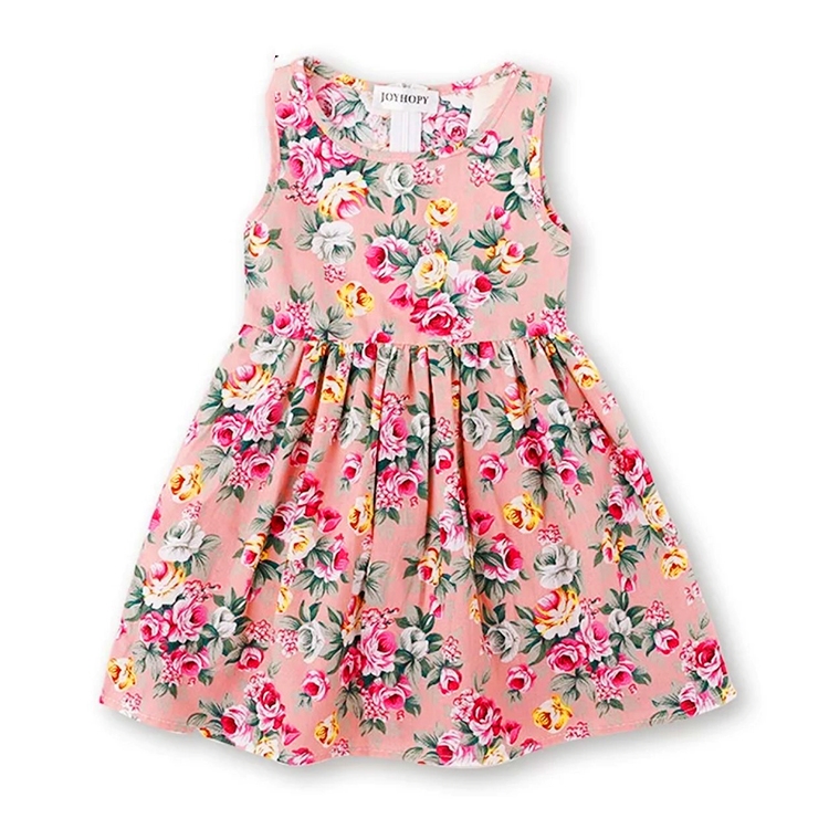 Đầm cotton họa tiết hoa xinh xắn cho bé gái 3-10 tuổi – D030