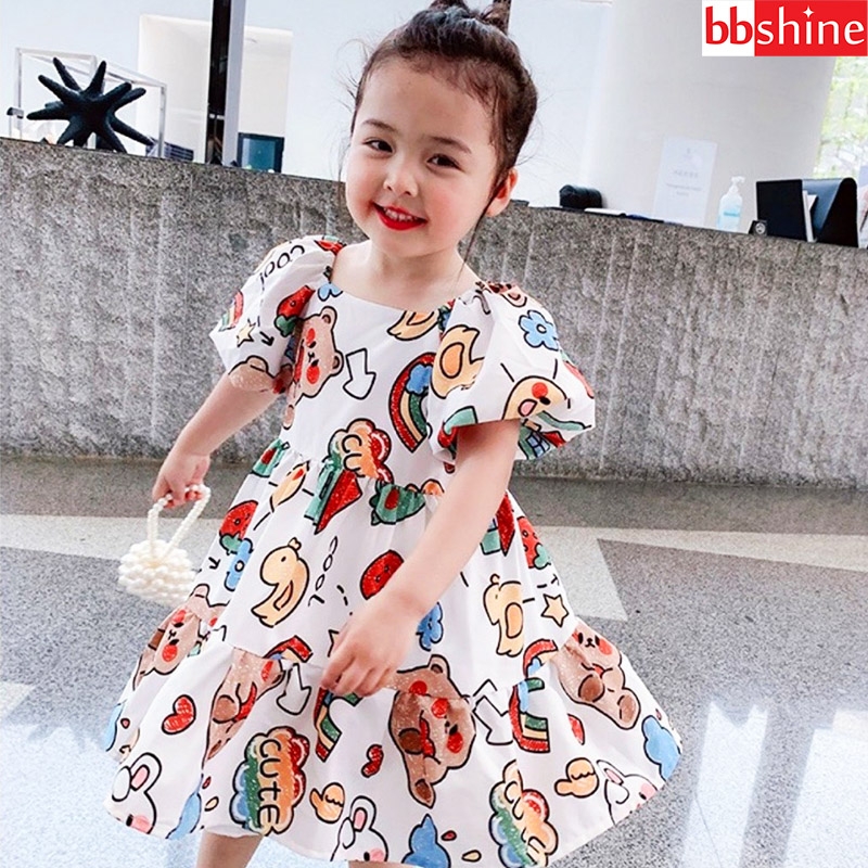 Đầm cho bé gái, Váy cho bé gái 7-23kg chất đũi mềm dáng xòe tay ...