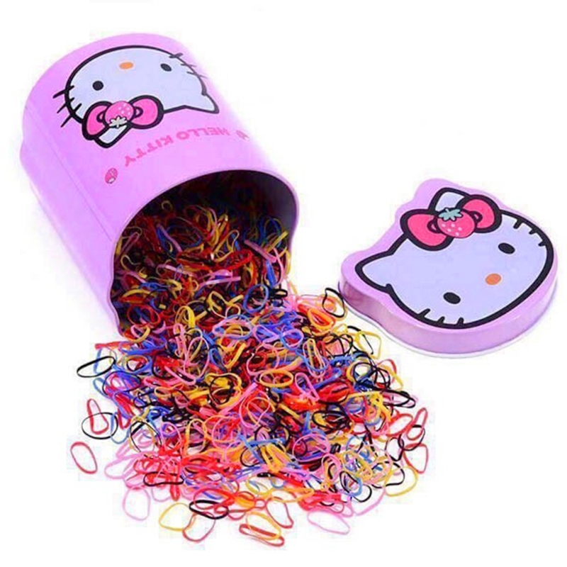 Hộp thun cột tóc Hello Kitty nhiều màu cho bé yêu (2000pcs) – P029