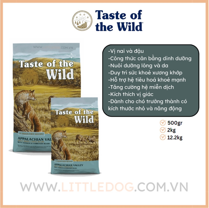 Taste Of The Wild Thức Ăn Khô Vị Nai&Đậu Garbanzo - Dog Applachian Valley 2kg