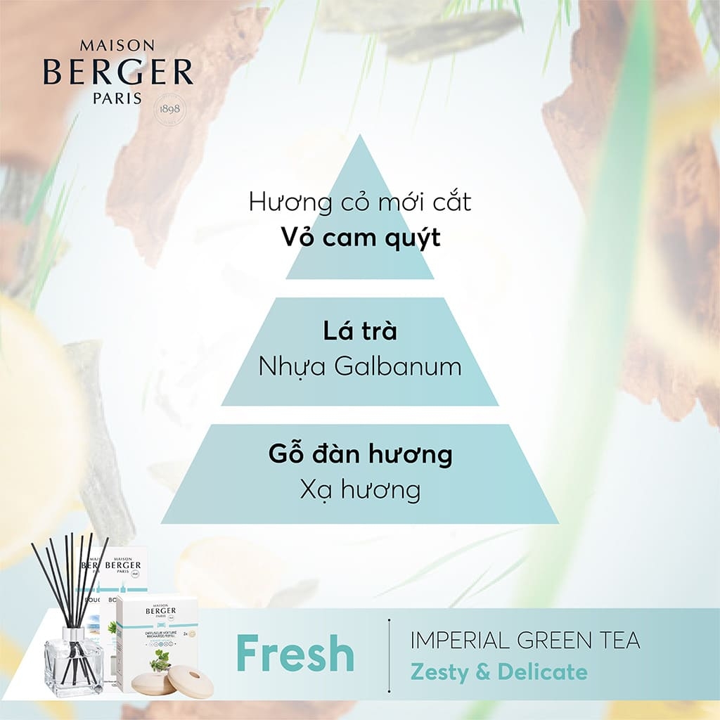 MAISON BERGER - Tinh dầu đèn xông hương Imperial Green Tea - 500ml
