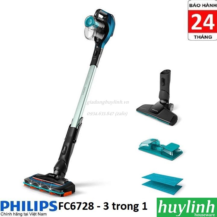 Máy hút bụi Philips FC6728 - dùng pin - có cán - 3 trong 1 - chính hãng