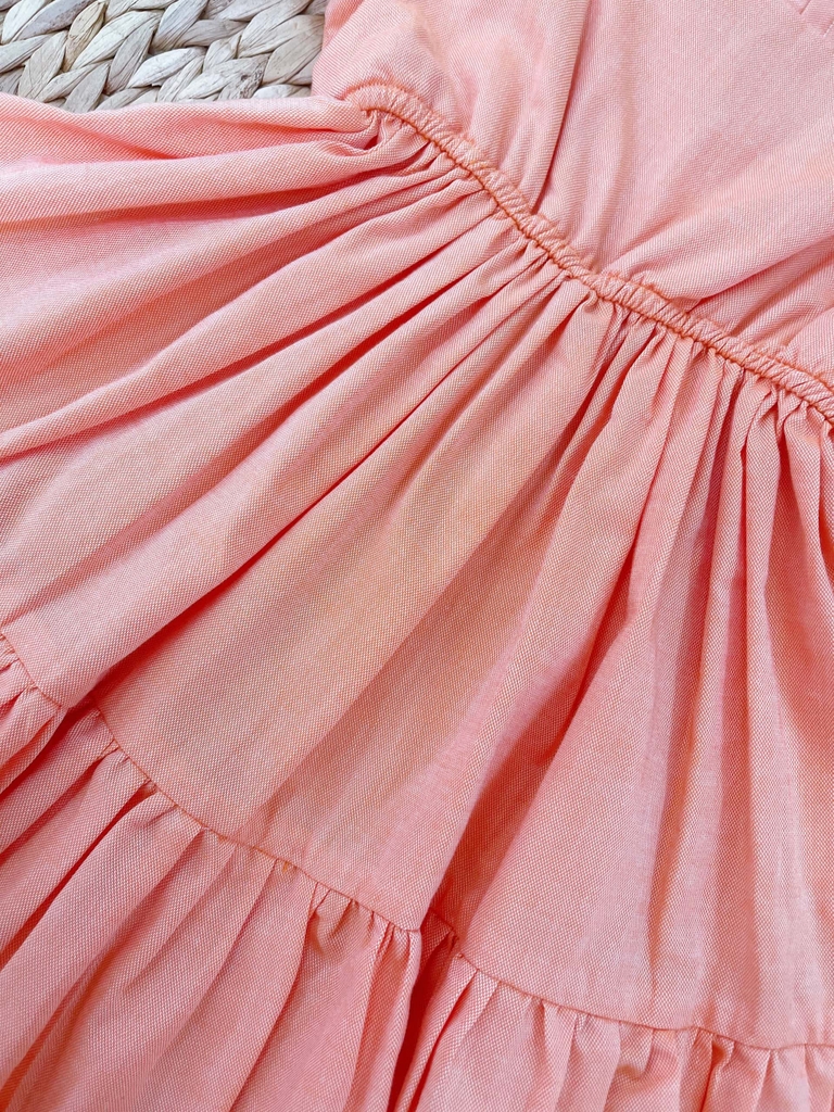 Đầm suông Thời Trang F2 cổ sơ mi màu hồng đào