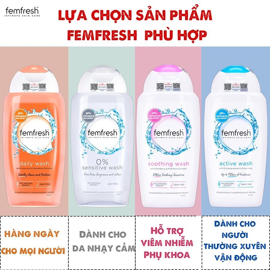 Dung Dịch Vệ Sinh Phụ Nữ Femfresh,Sạch Thơm Suốt Ngày Dài Femfresh 250ml Anh Quốc Yumi's Mom Shop