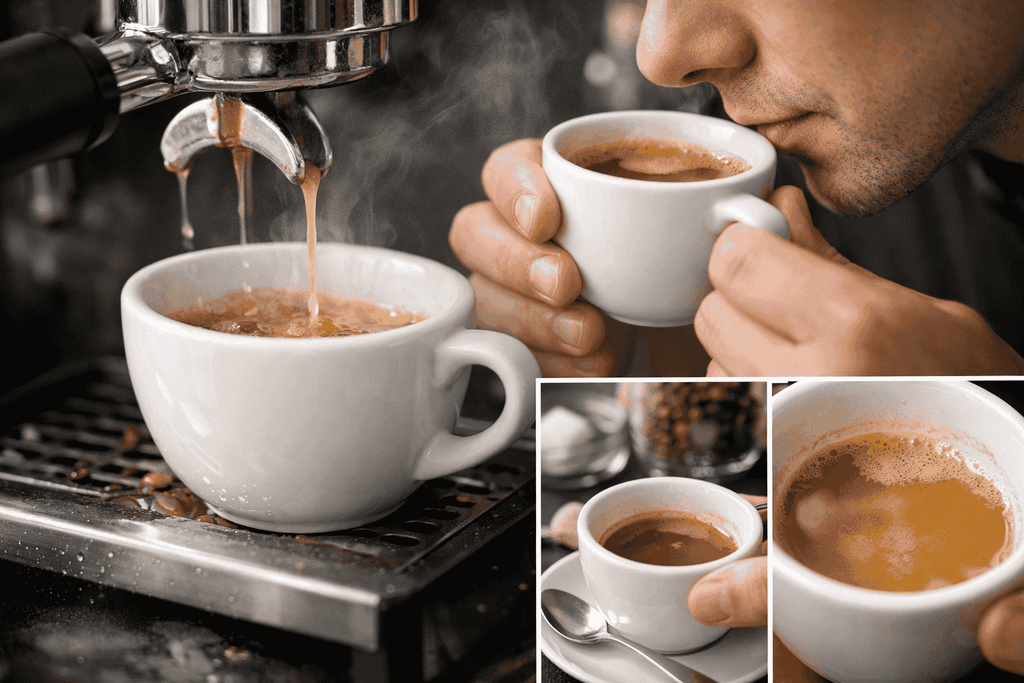 Cà phê pha bị loãng, màu cà phê nhạt, không có lớp crem