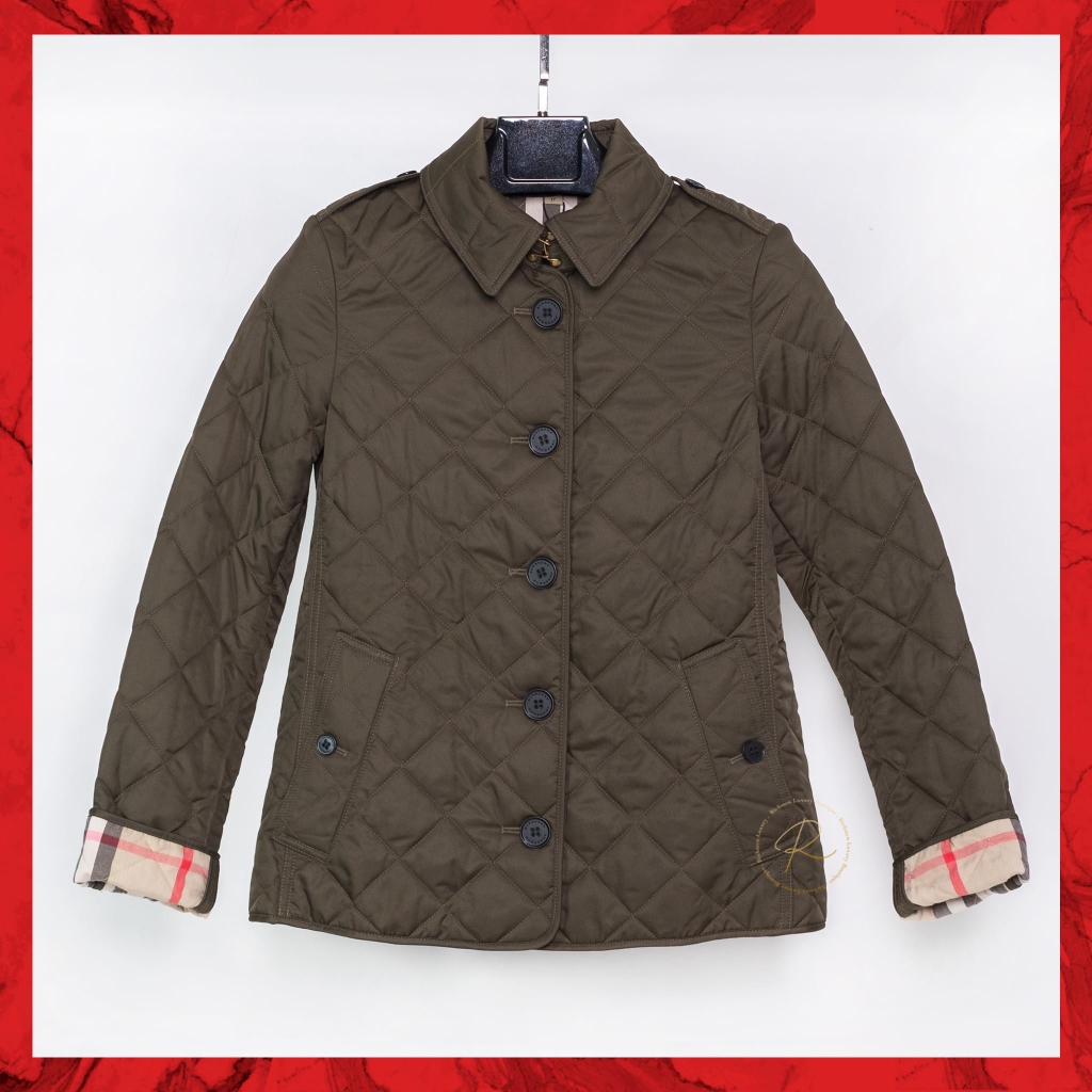 burberry embroidered crest diamond quilted jacket