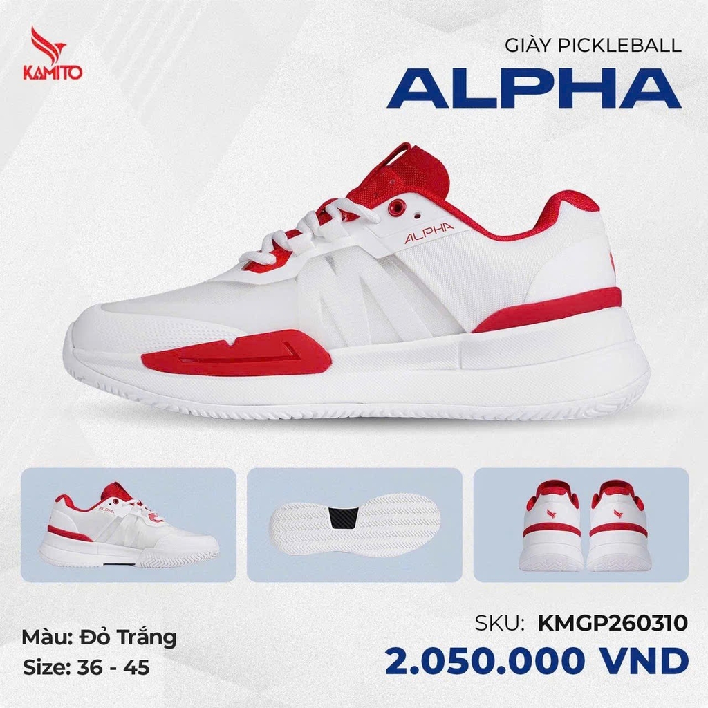 Giày Pickleball Kamito Alpha - Trắng Đỏ