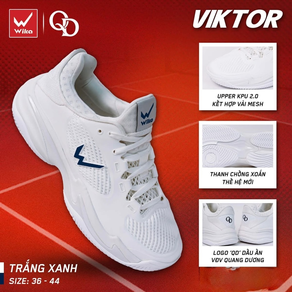 Giày Thể Thao Pickleball Viktor - Trắng xanh