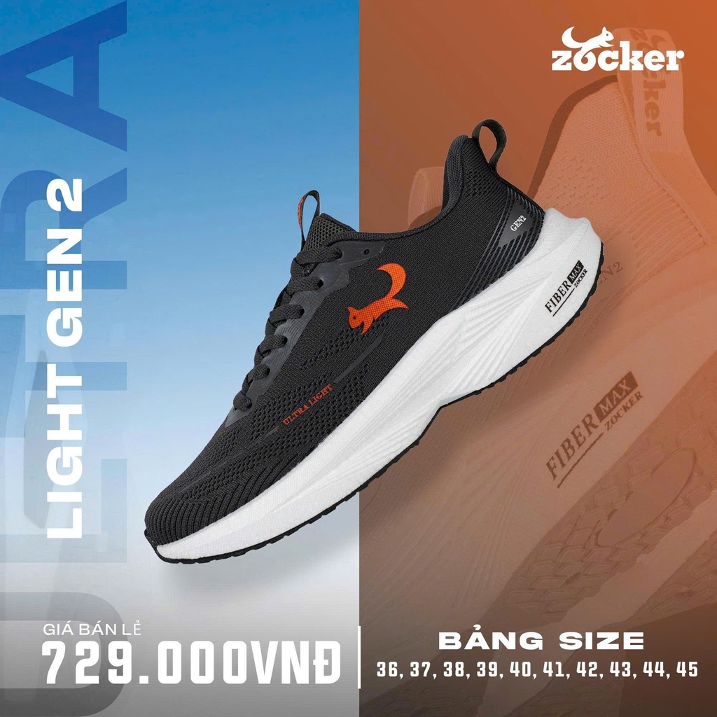 Giày Chạy Bộ Ultra Slight Gen 2 Xám Đen