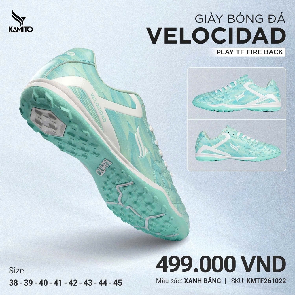 Giày Đá Bóng Kamito Velocidad Fireback Play TF - Xanh
