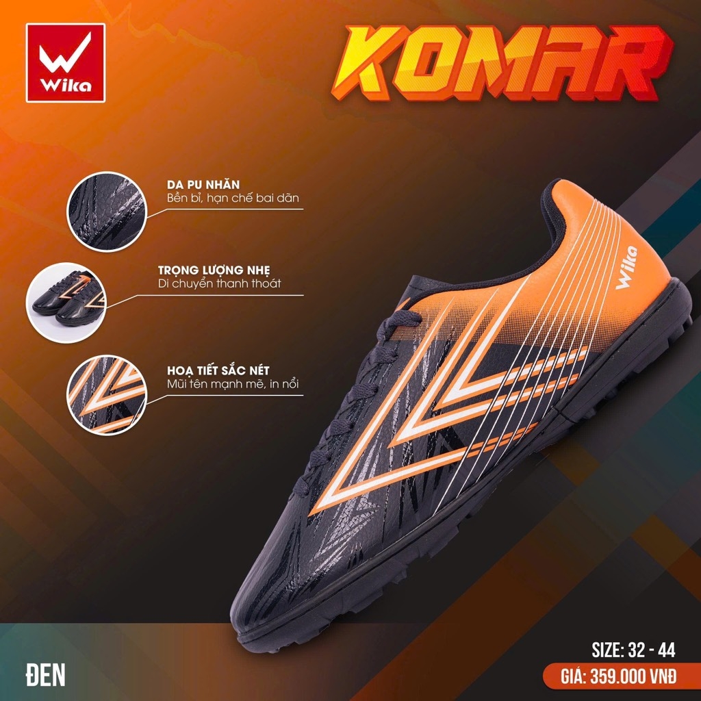 Giày đá bóng Wika Komar - Đen