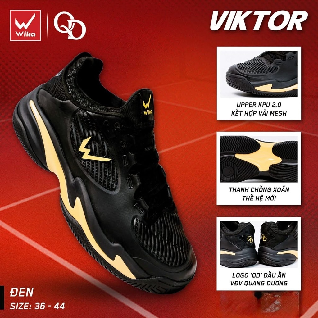 Giày Thể Thao Pickleball Viktor - Đen