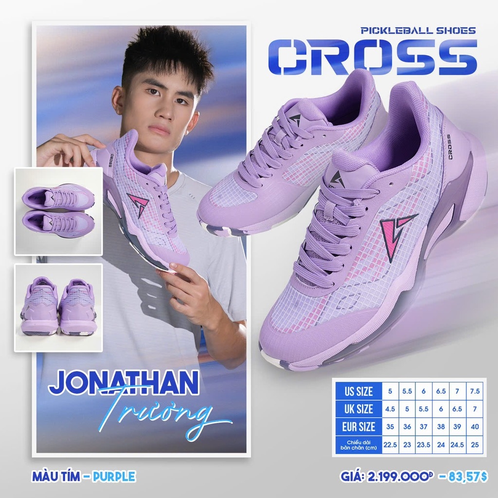 Giày thể thao Pickleball Kaiwin Cross - Tím