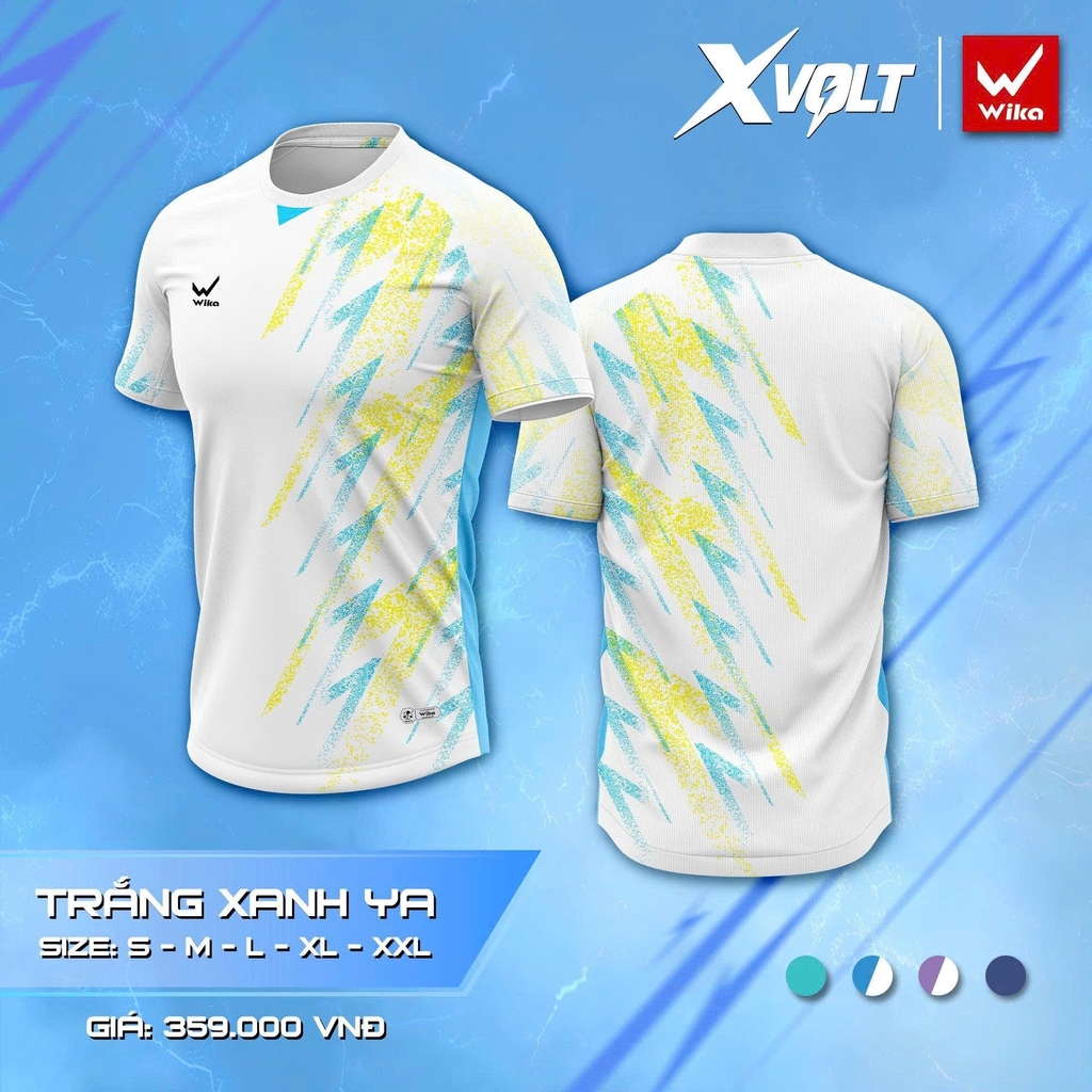 Áo thun thể thao Wika X-Volt - Trắng xanh ya (Nam)