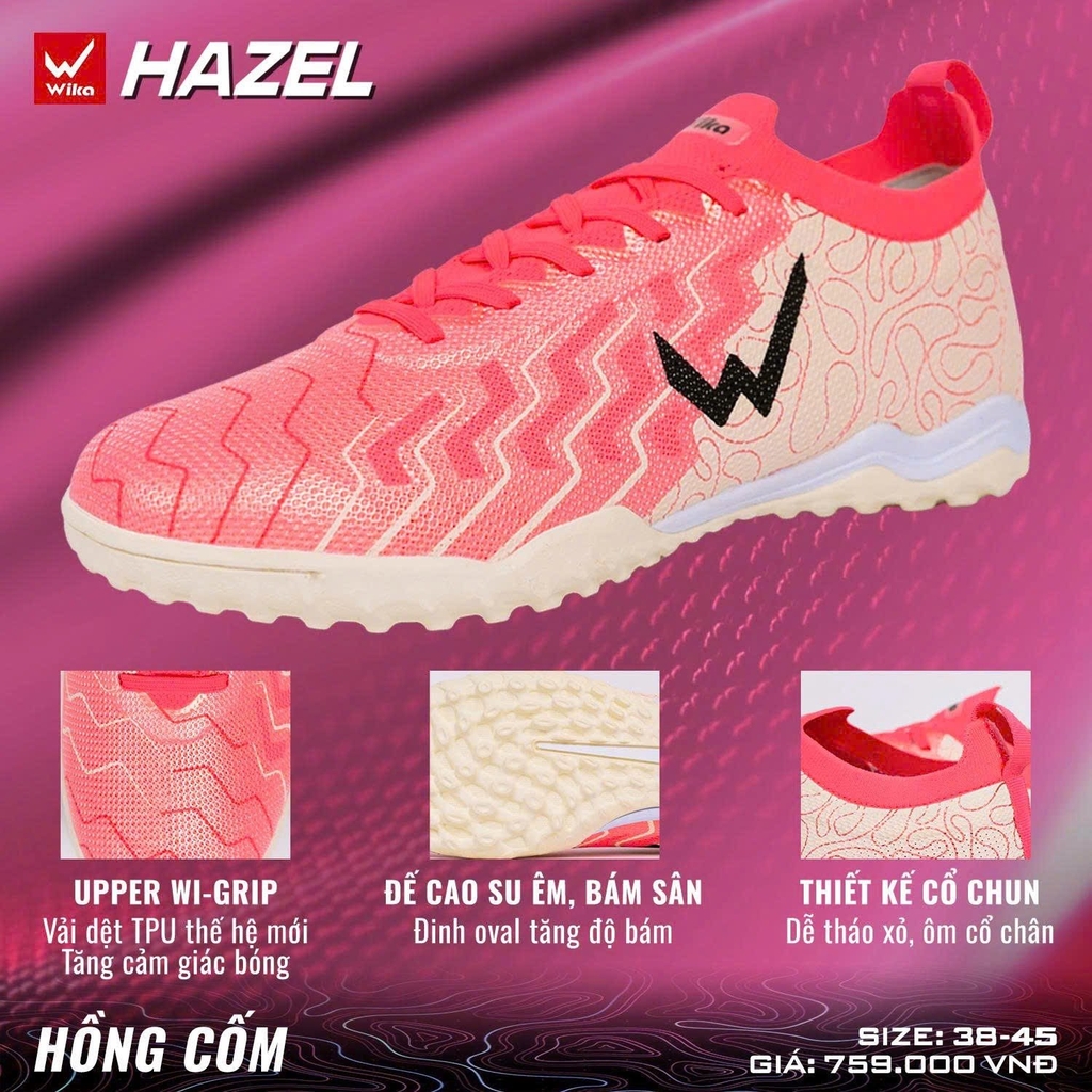 Giày Đá Bóng Wika Hazel Hồng Cốm