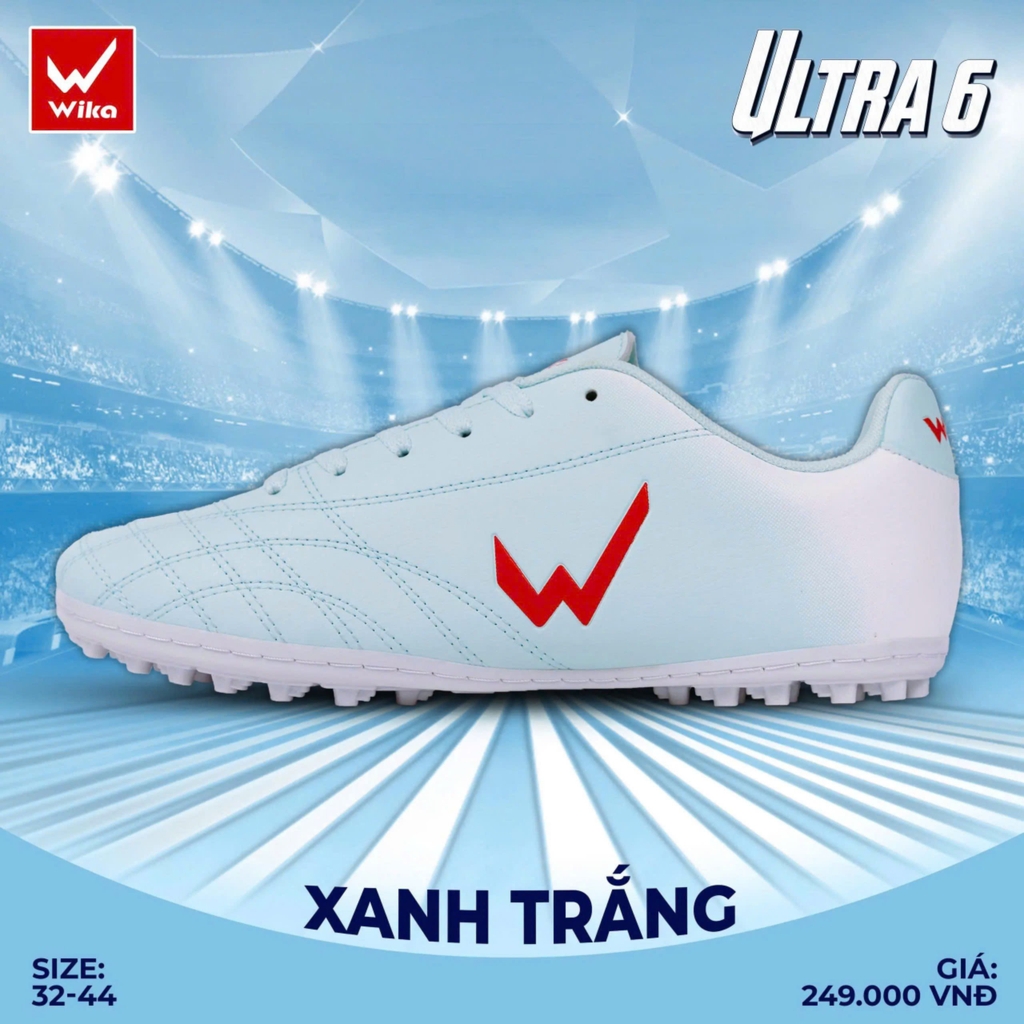 Giày Đá Bóng Wika Ultra 6 Màu Xanh Trắng