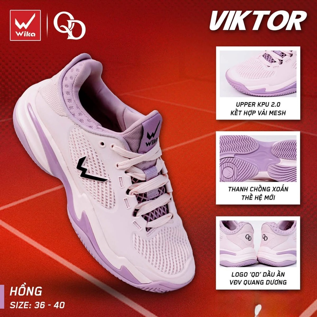 Giày Thể Thao Pickleball Viktor - Hồng