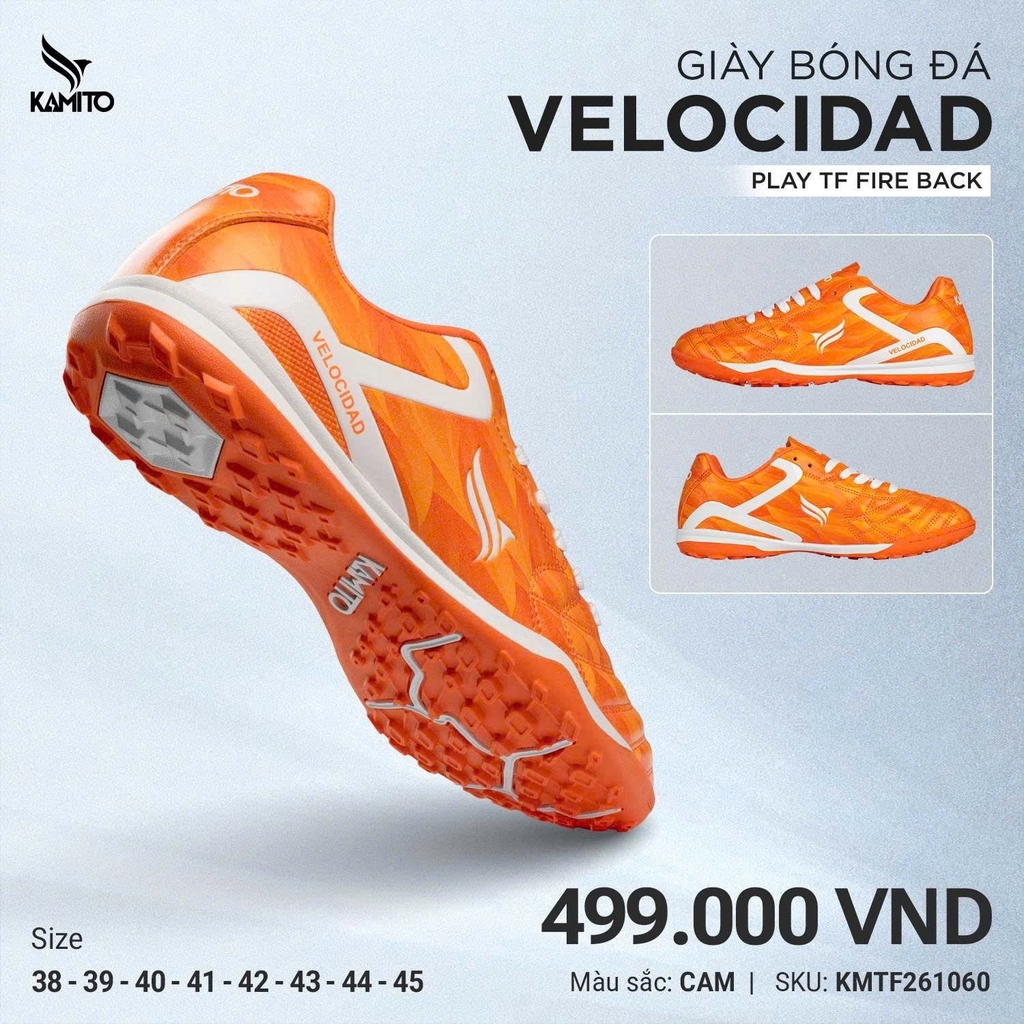 Giày Đá Bóng Kamito Velocidad Fireback Play TF - Cam