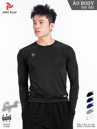 Áo lót body Just Play tay dài Đen