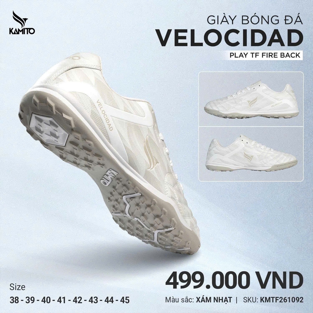 Giày Đá Bóng Kamito Velocidad Fireback Play TF - Xám Nhạt