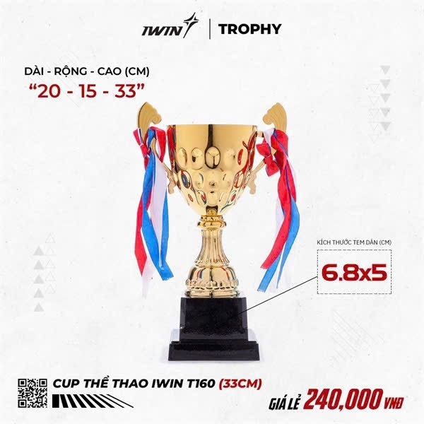 CUP THỂ THAO IWIN T160 (33CM)