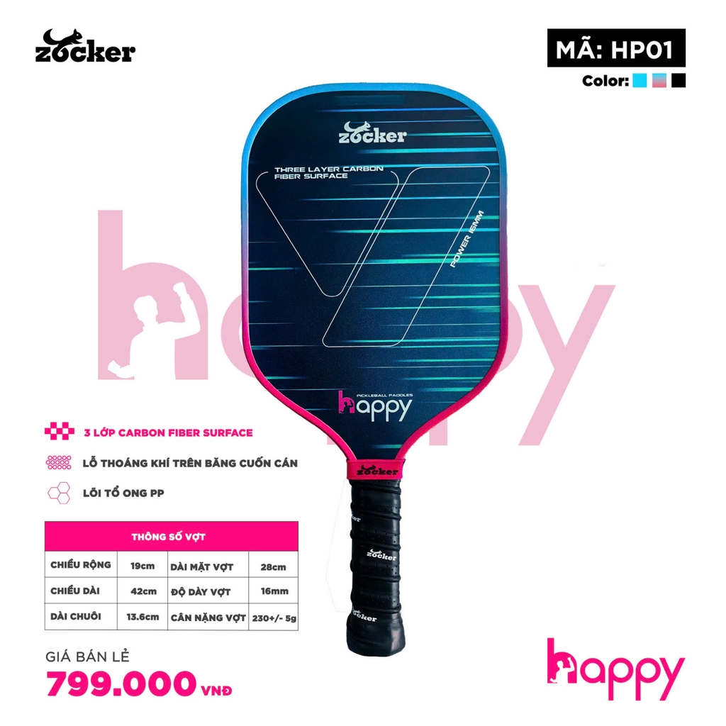Vợt Pickleball Zocker Happy HP1 Standard