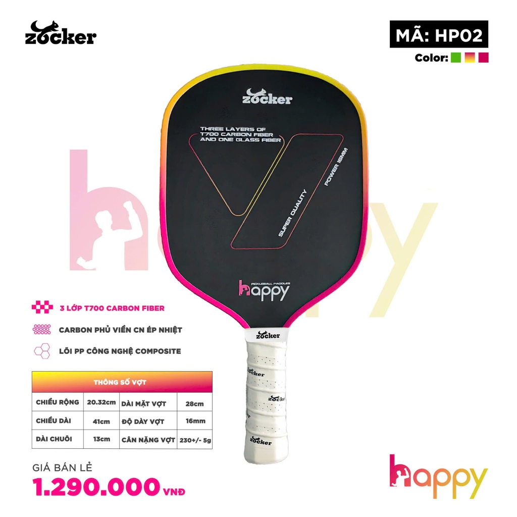 Vợt Pickleball Zocker Happy HP2 Super Quality