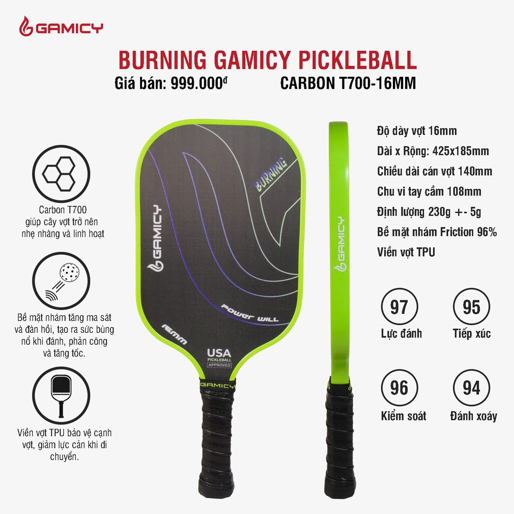Vợt Pickleball Burning T300/T700