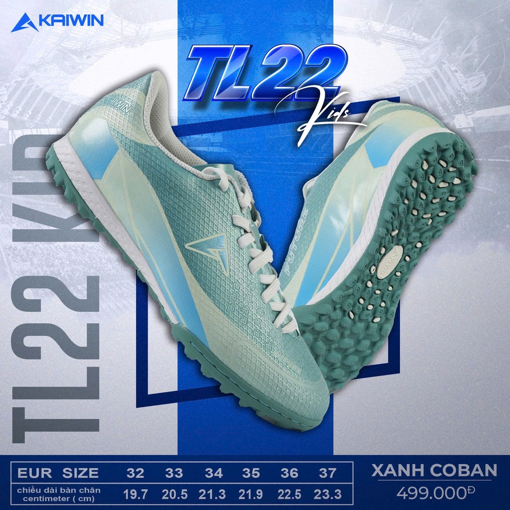 Giày Đá Bóng Kaiwin Trẻ Em TL22 Xanh CoBan
