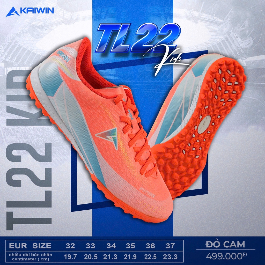 Giày Đá Bóng Kaiwin Trẻ Em TL22 Đỏ Cam