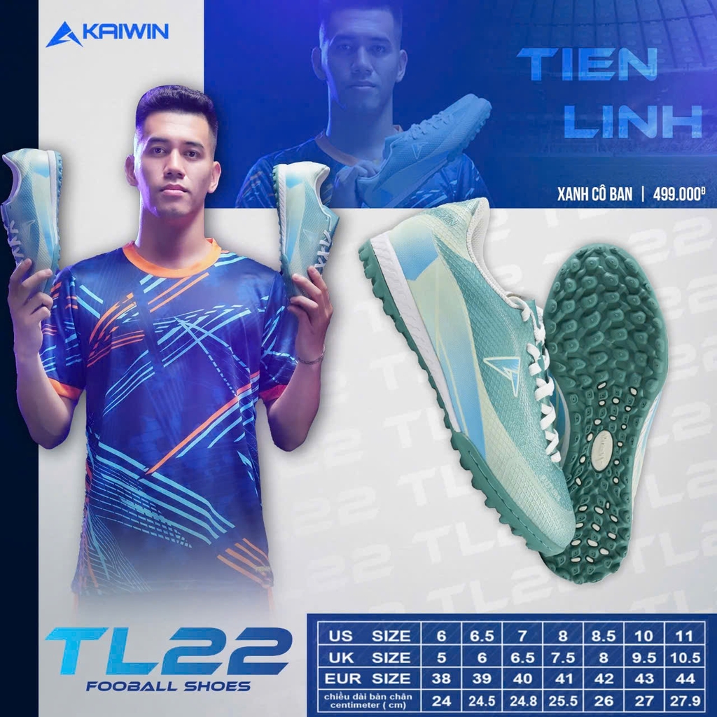 Giày Bóng Đá Kaiwin TL22 Xanh Cô Ban