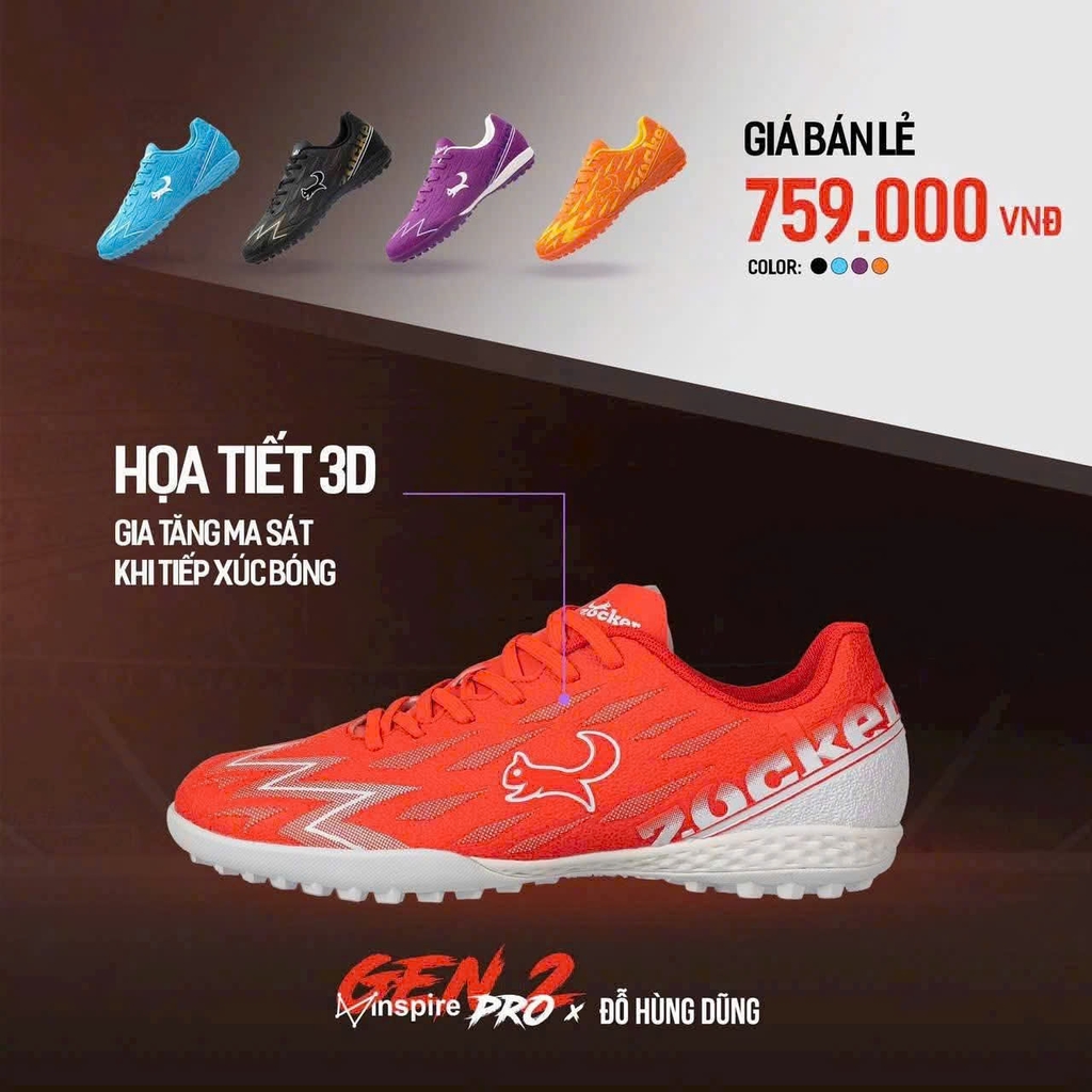 Giày Đá Bóng Zocker Inspire Pro Gen 2 Đỏ