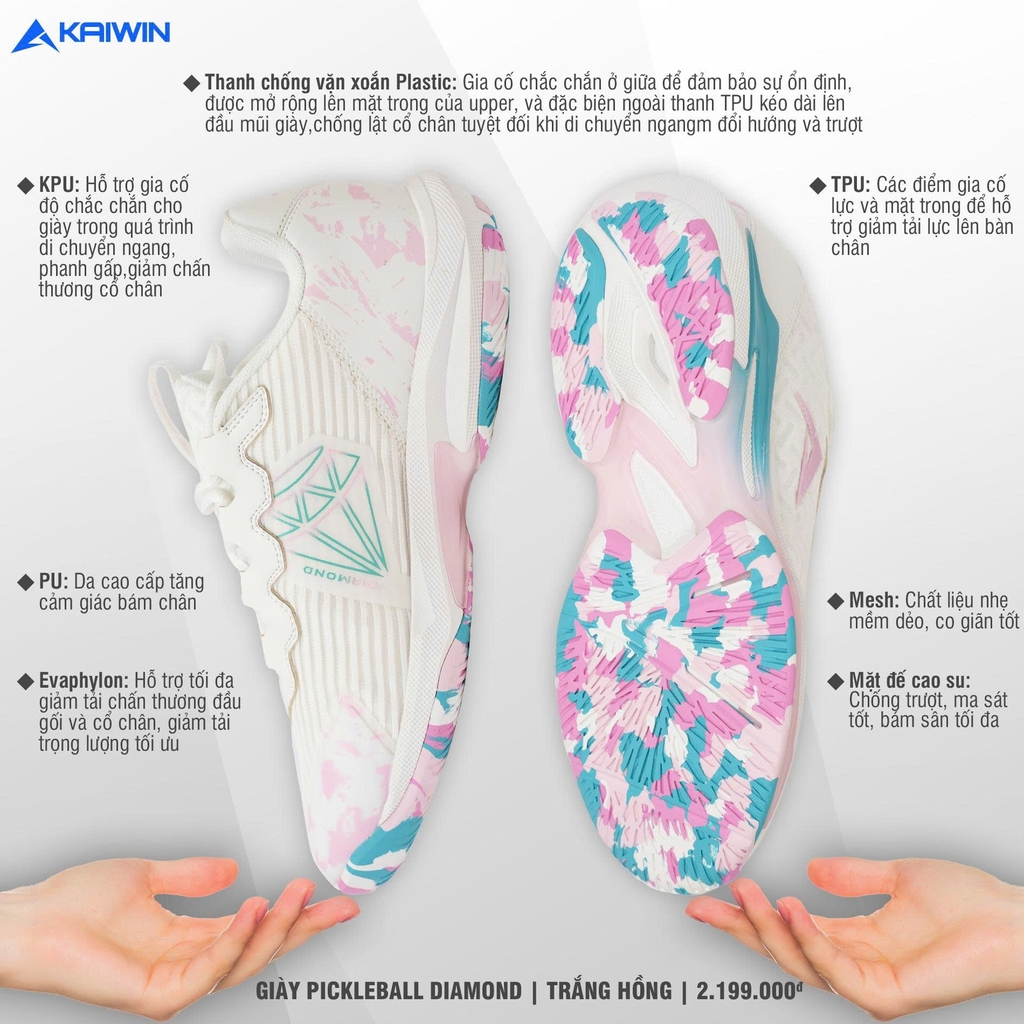 Giày thể thao Diamond Trắng hồng