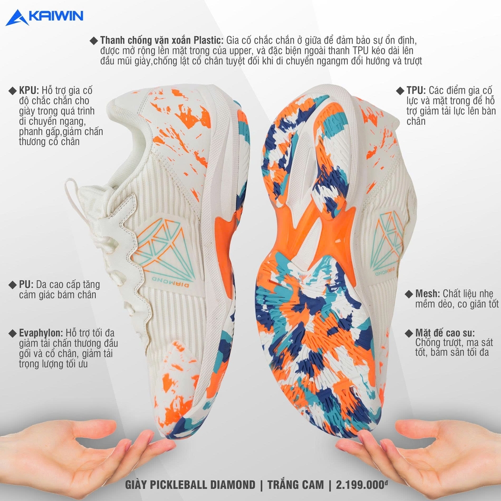 Giày thể thao Diamond Trắng Cam