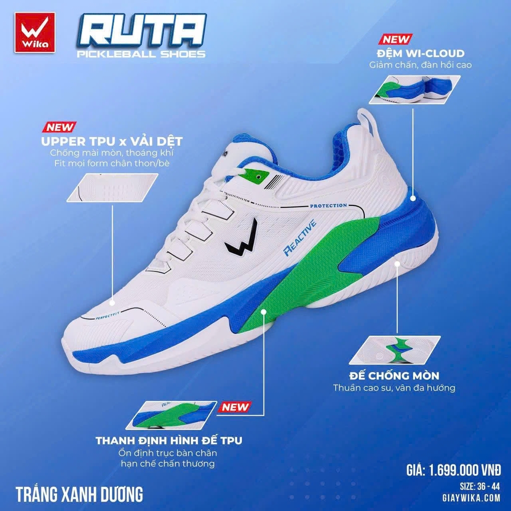 Giày thể thao Wika Ruta - Trắng xanh dương