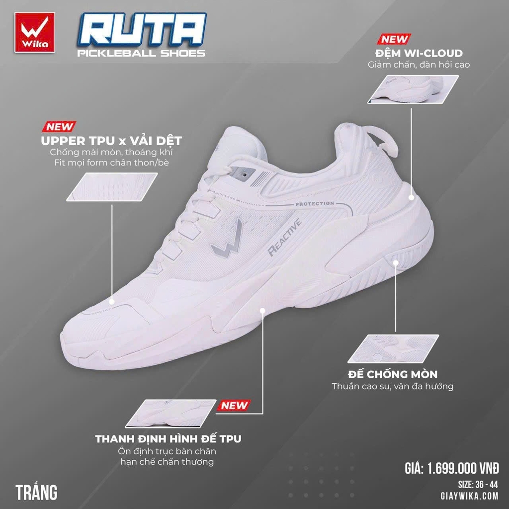Giày thể thao Wika Ruta - Trắng