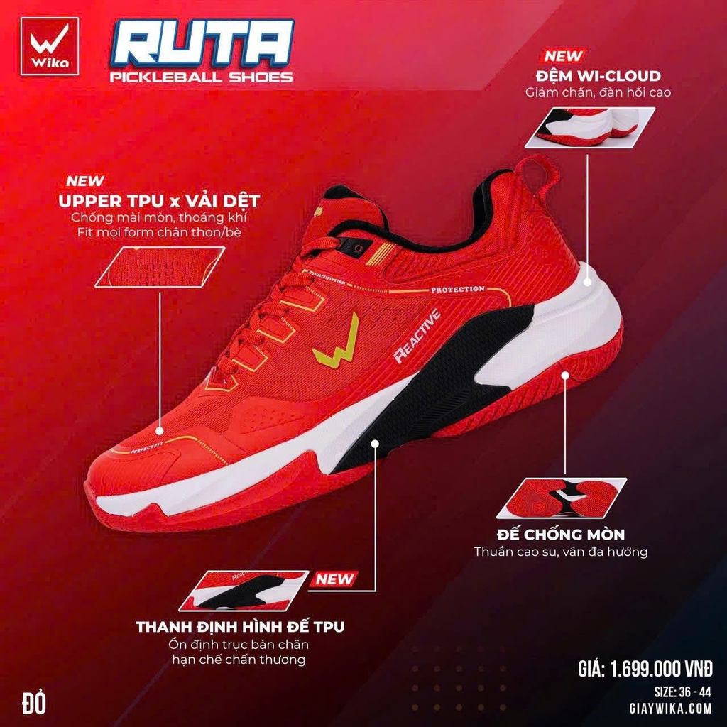 Giày thể thao Wika Ruta - Đỏ