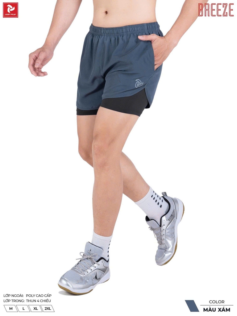 Quần short thể thao Just Play Breeze Xám
